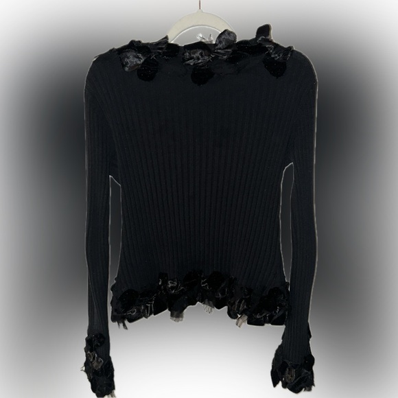 Caché - Vintage Black Silk Detail Sweater - Picture 4 of 6
